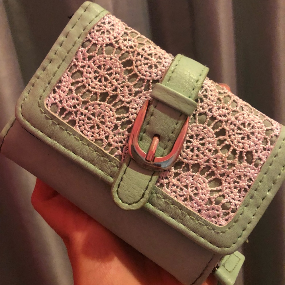 Blue and white lace wallet